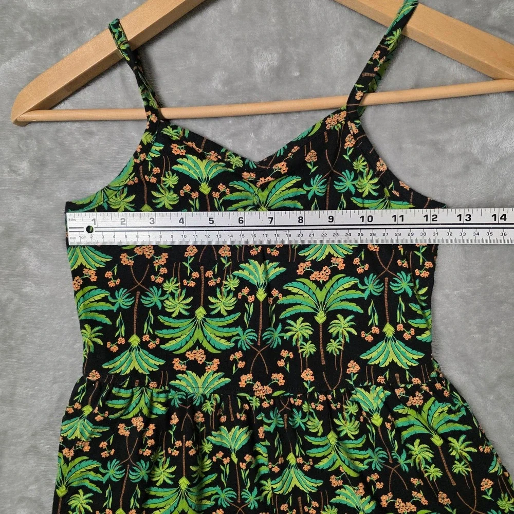 Old Navy Romper Girls‎ Large 10-12 Black Tropical Palm Tree Print Cotton